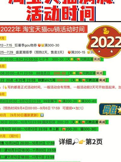 淘宝活动时间表2022（淘宝活动时间表2022年满减）